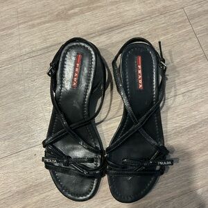 Prada Elegant Black Strappy Sandals